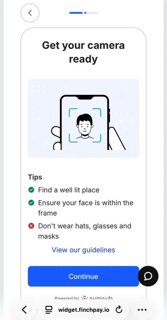 Screen before taking a photo of your face
