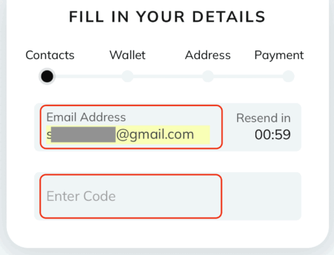 enter your email address and tap Send Code