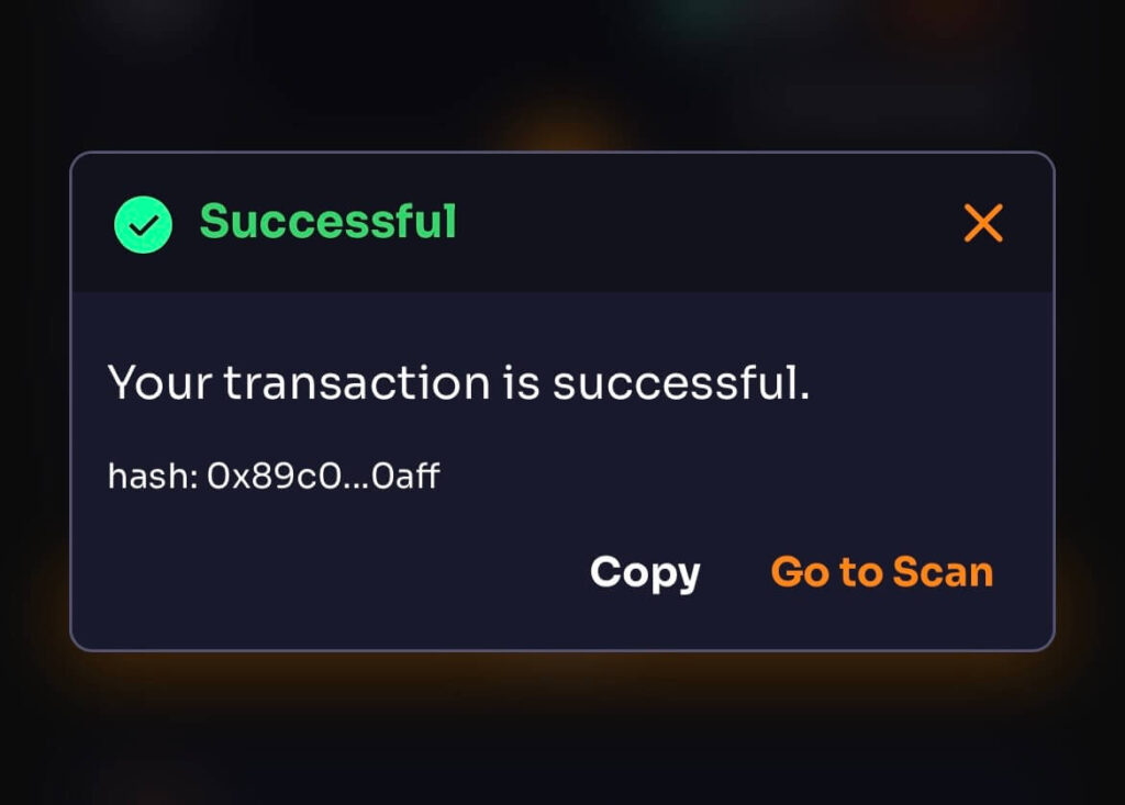 swap successful